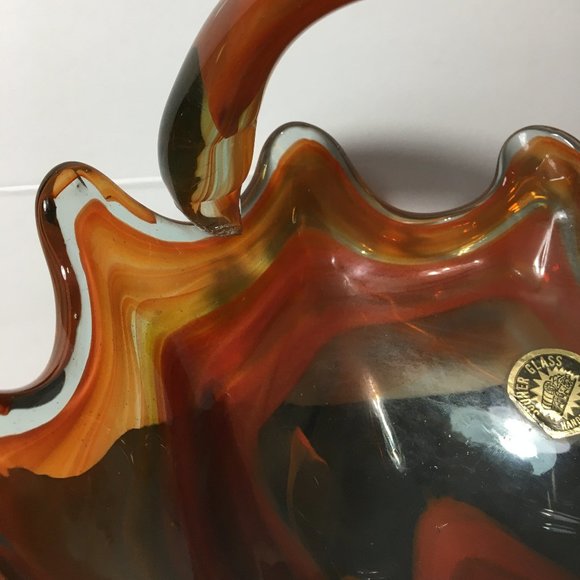 Vintage Sooner Orange Swirl Art Glass Candy Dish/Centerpiece/Decorative Bowl - Picture 9 of 16